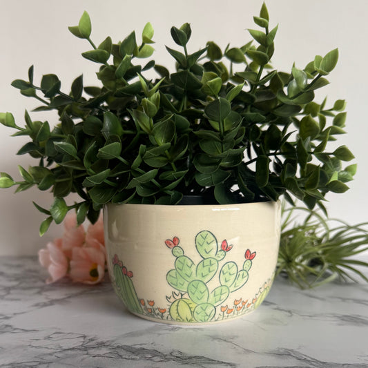 Cactus Plant Pot, Large Yellow