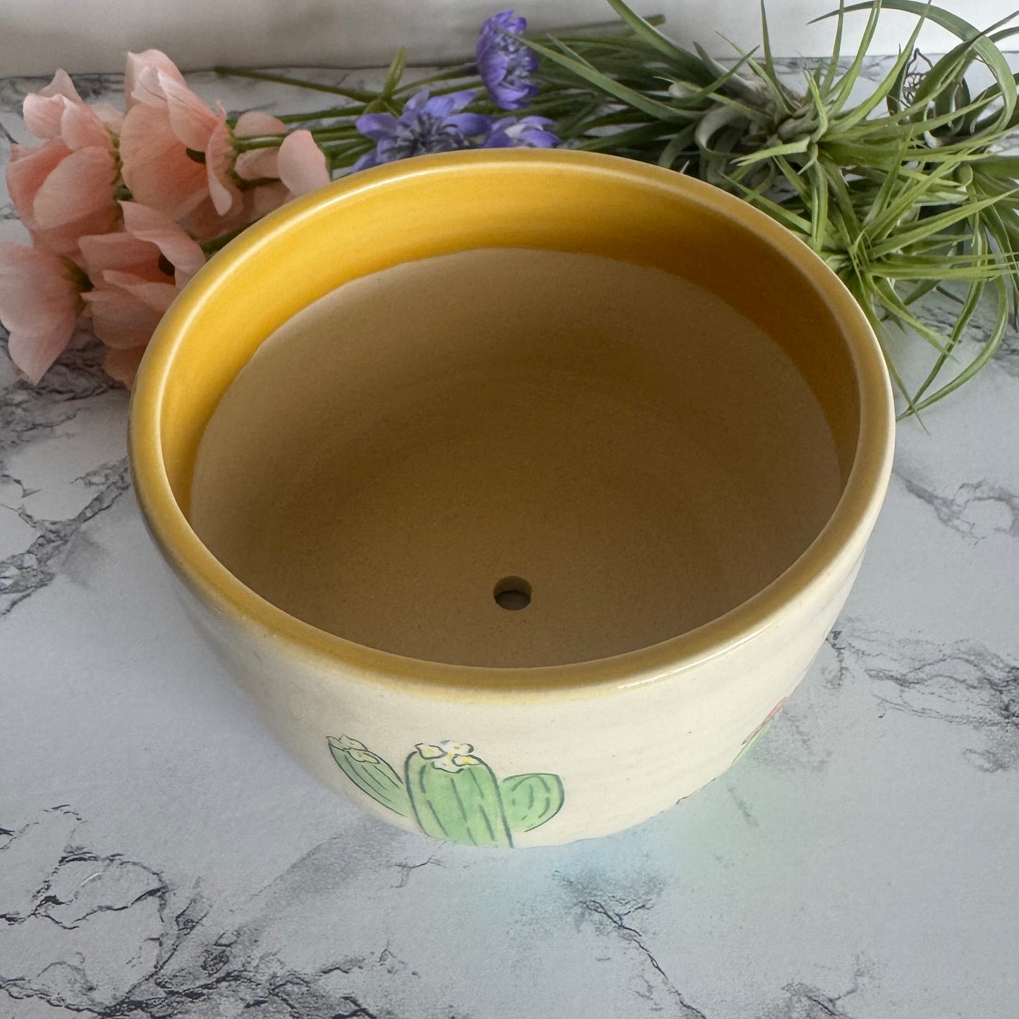 Cactus Plant Pot, Large Yellow