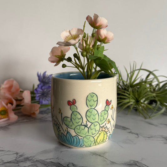 Cactus Plant Pot, Small Light Blue