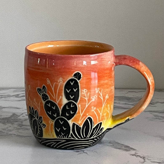 Sunset Cactus Mug, Orange