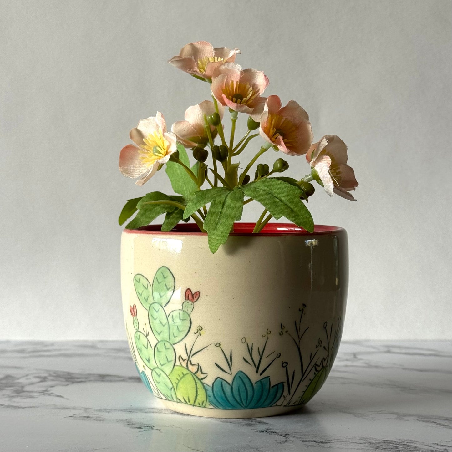 Cactus Plant Pot, Red