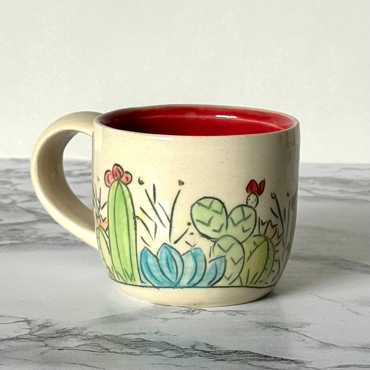 Espresso Mug, Red Cactus