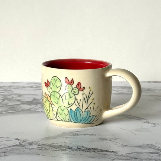 Espresso Mug, Red Cactus