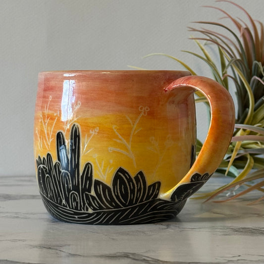 Sunset Cactus Mug, Yellow