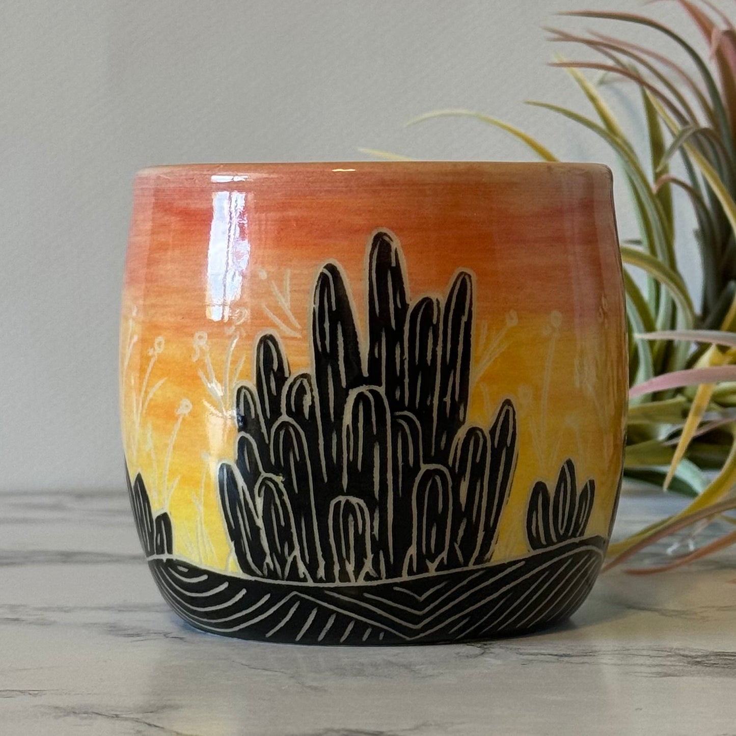 Sunset Cactus Mug, Yellow