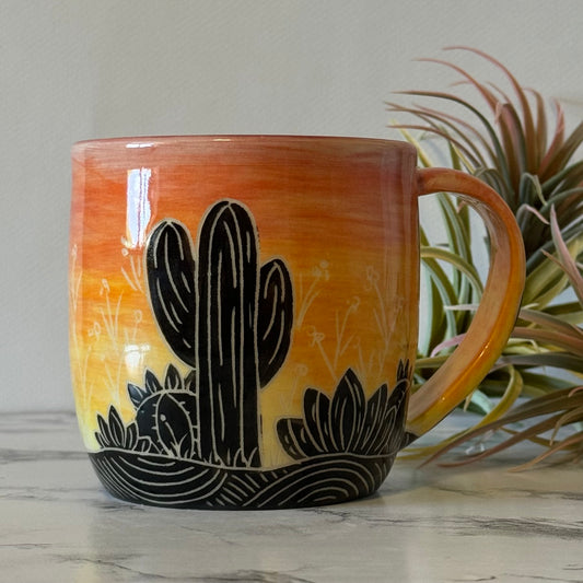 Sunset Cactus Mug, Red