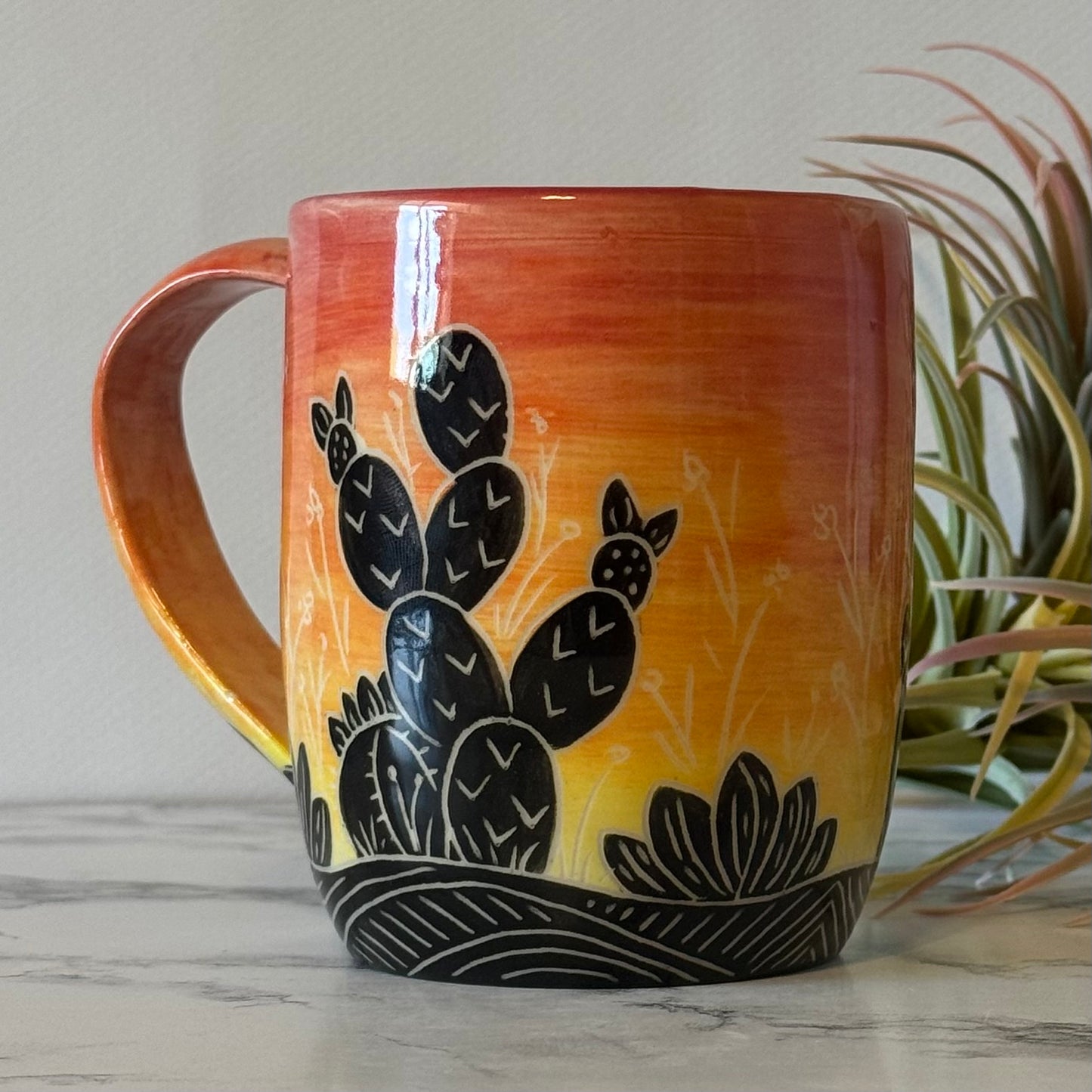 Sunset Cactus Mug, Red