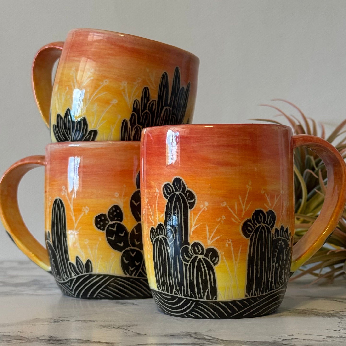 Sunset Cactus Mug, Yellow