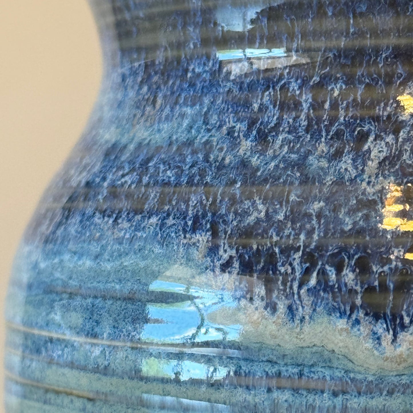 Flower Vase, Drippy Blue