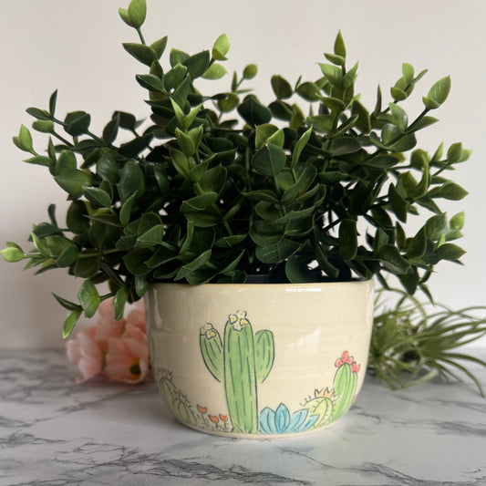 Cactus Plant Pot, Large Yellow