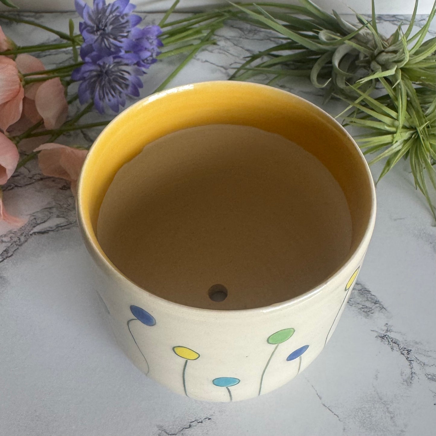 Lollipop Flowers Plant Pot, Yellow