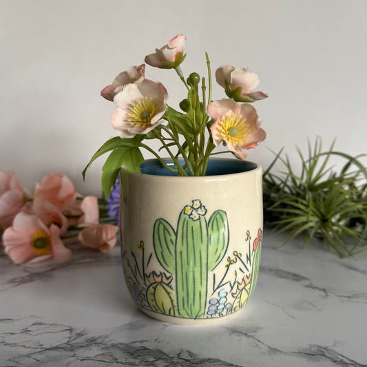 Cactus Plant Pot, Small Light Blue