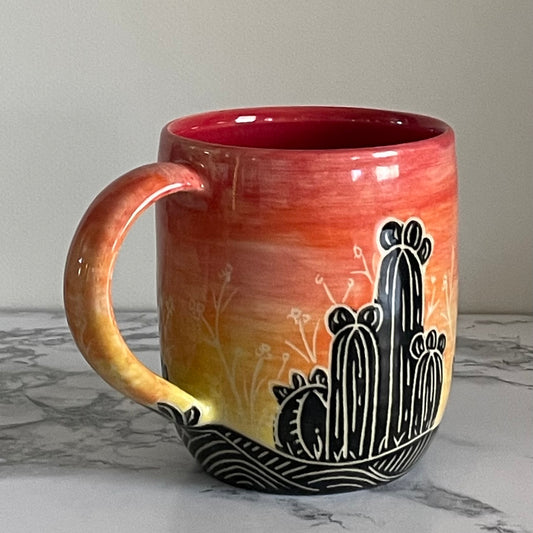 Sunset Cactus Mug, Red