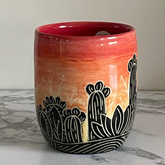 Sunset Cactus Mug, Red