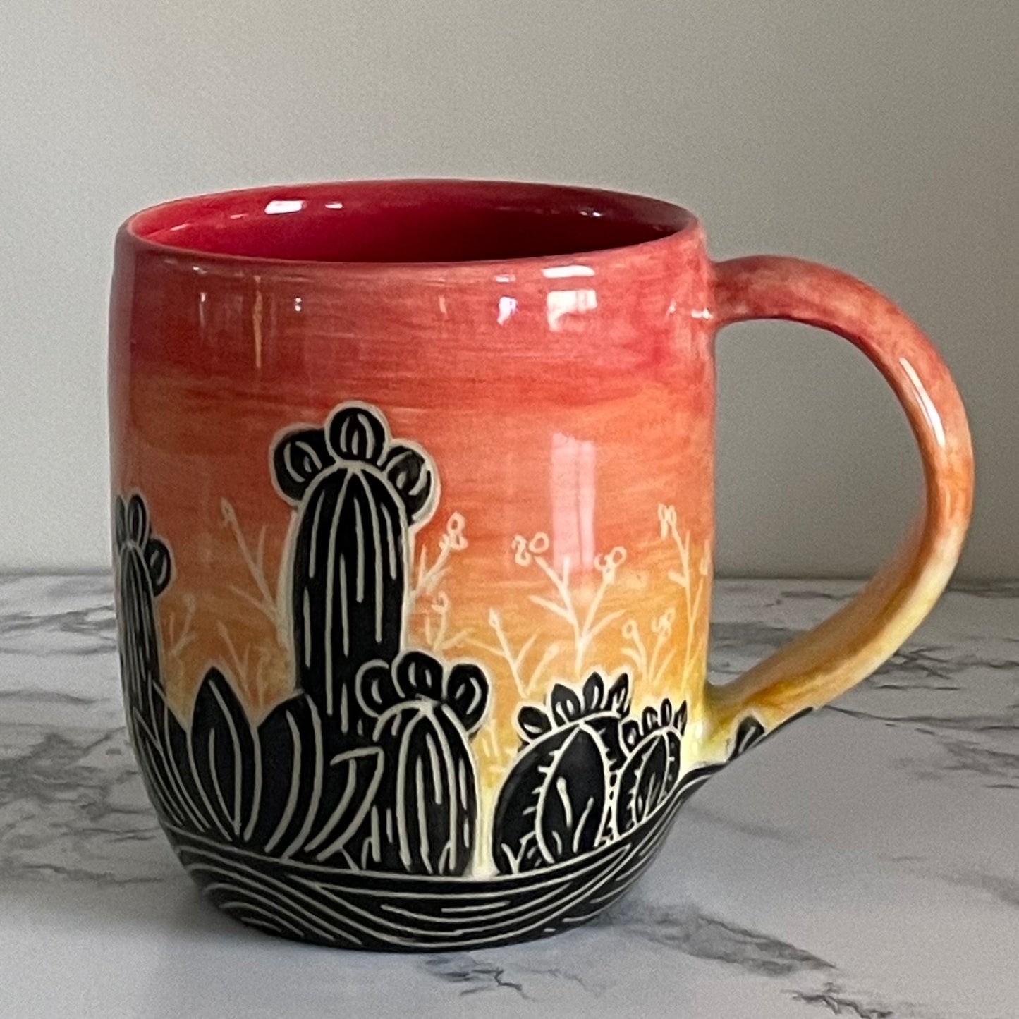 Sunset Cactus Mug, Red