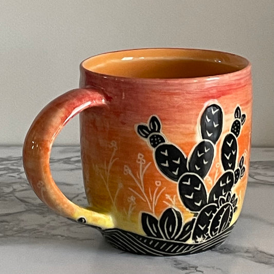 Sunset Cactus Mug, Orange