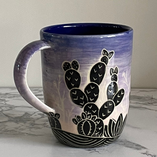 Midnight Cactus Mug, Blue
