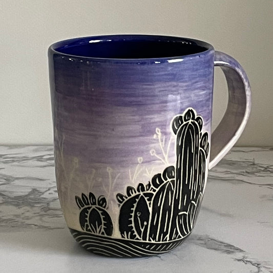 Midnight Cactus Mug, Blue