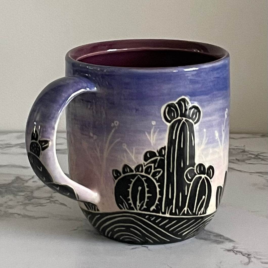 Midnight Cactus Mug, Plum