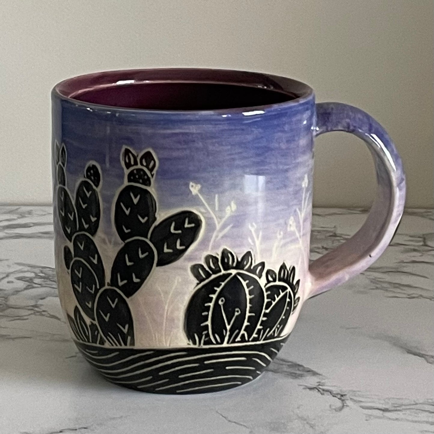 Midnight Cactus Mug, Plum