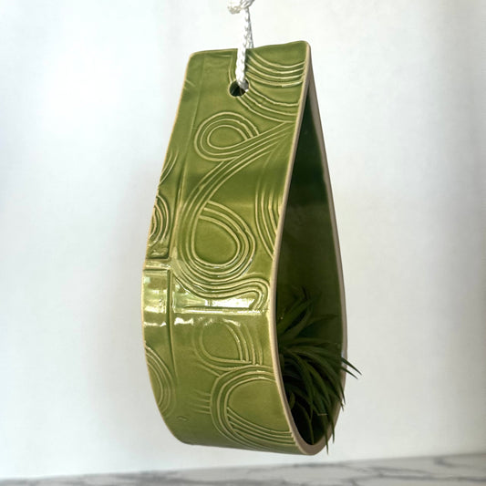 Seconds Sale ~ Large Hanging Planter, Green