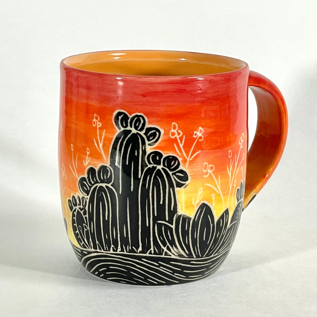 Sunset Cactus Mug, Orange