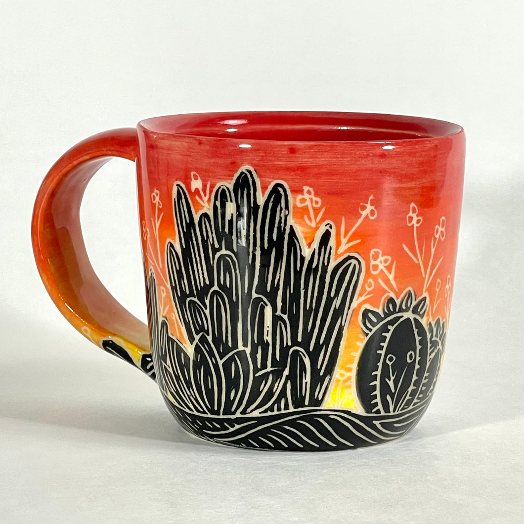 Sunset Cactus Mug, Red