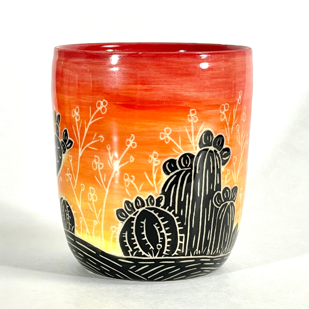 Sunset Cactus Tumbler, Red