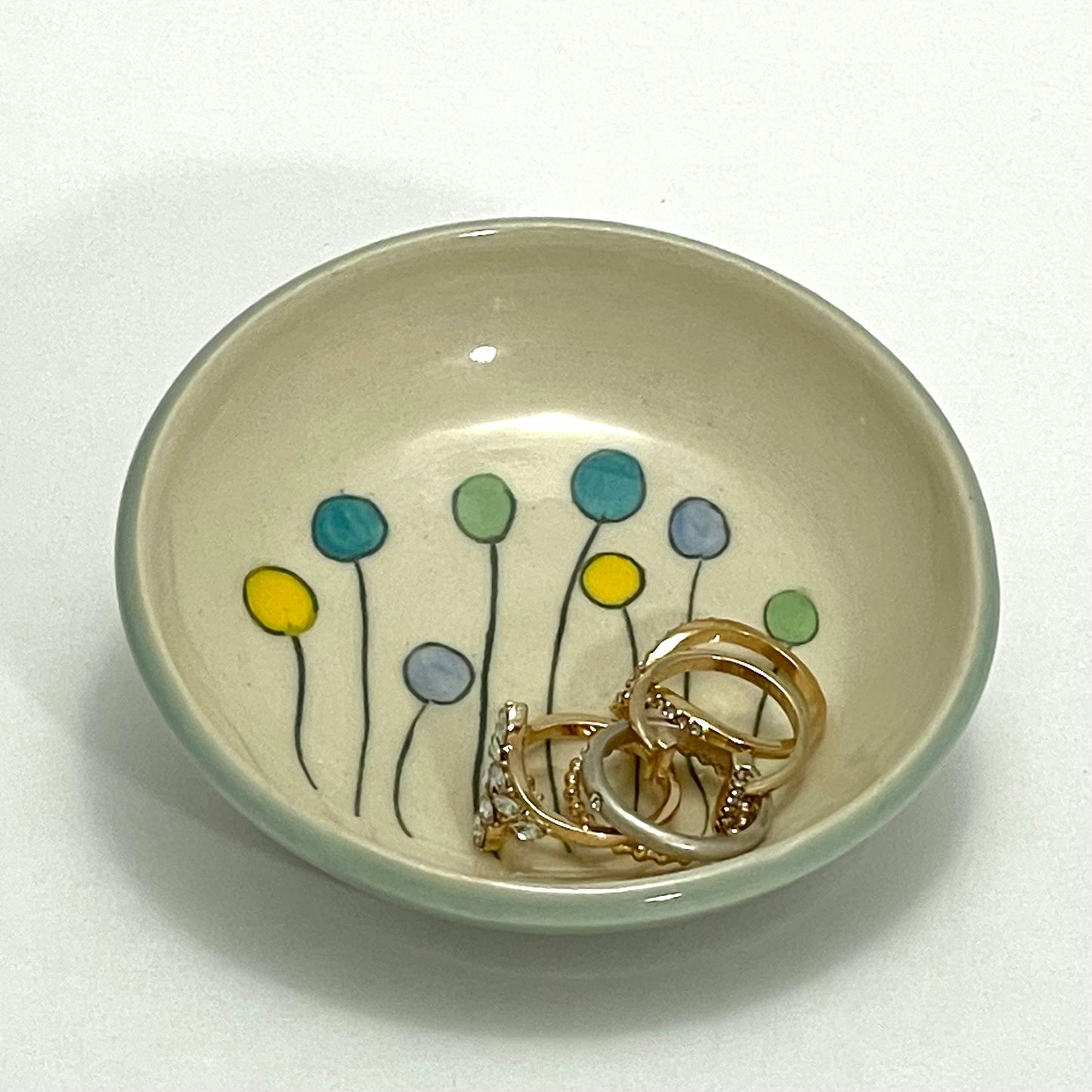 Small Lollipop Flower Dish, Aqua